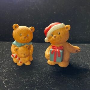Vintage (1990)Avon Collectible Christmas Ceramic Bear Figurines (set of 2 bears)